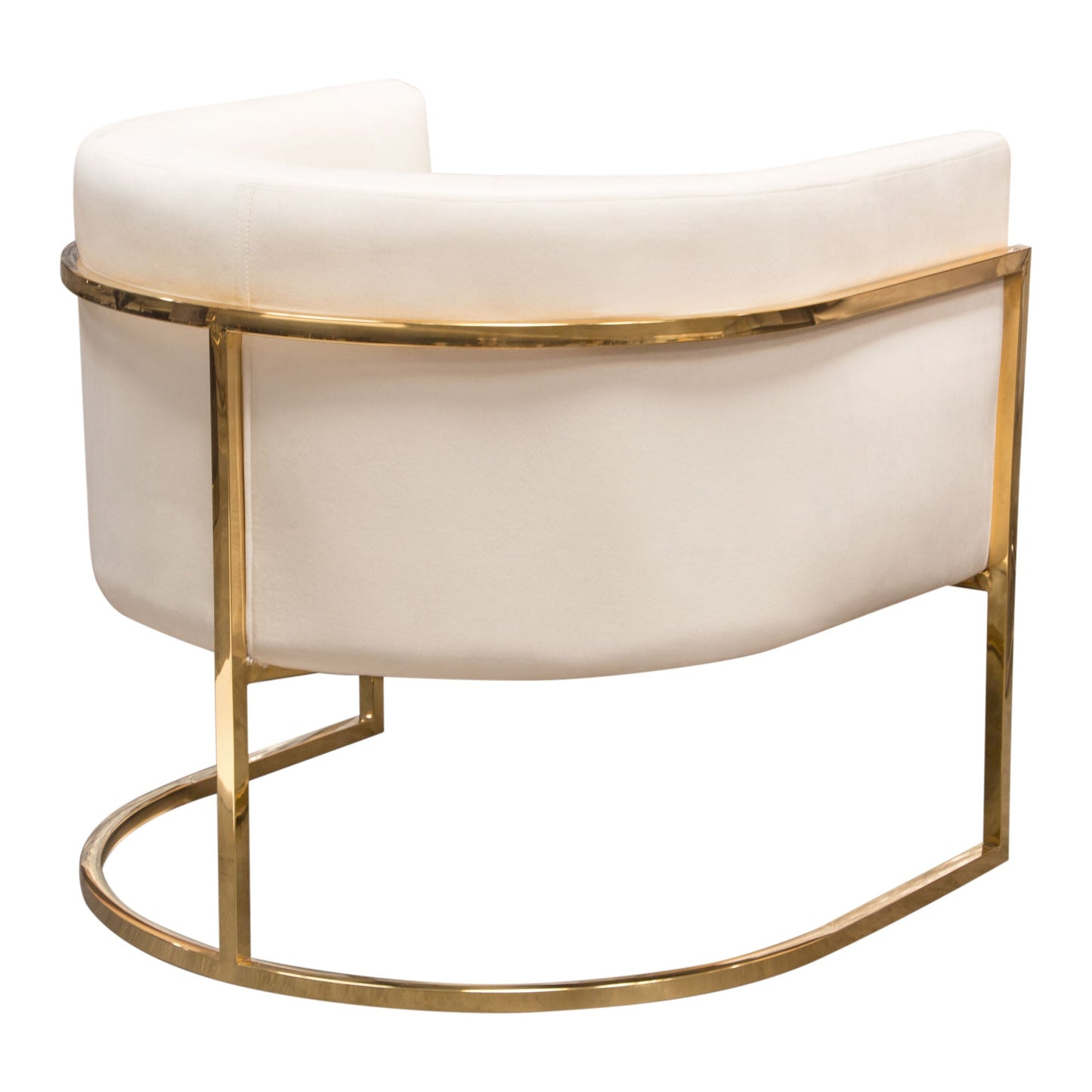 Pandora Accent Chair in Cream Velvet with Polished Gold Stainless Steel Frame by Diamond Sofa