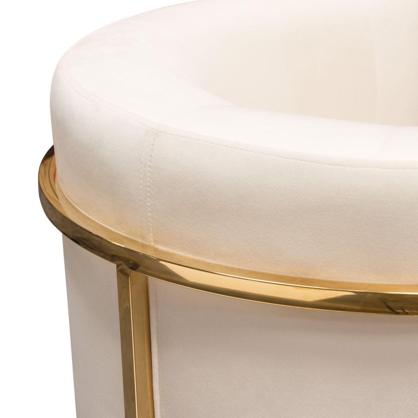 Pandora Accent Chair in Cream Velvet with Polished Gold Stainless Steel Frame by Diamond Sofa