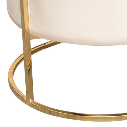 Pandora Accent Chair in Cream Velvet with Polished Gold Stainless Steel Frame by Diamond Sofa