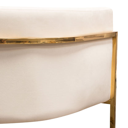 Pandora Accent Chair in Cream Velvet with Polished Gold Stainless Steel Frame by Diamond Sofa