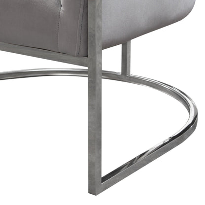 Pandora Accent Chair in Grey Velvet with Polished Silver Stainless Steel Frame by Diamond Sofa