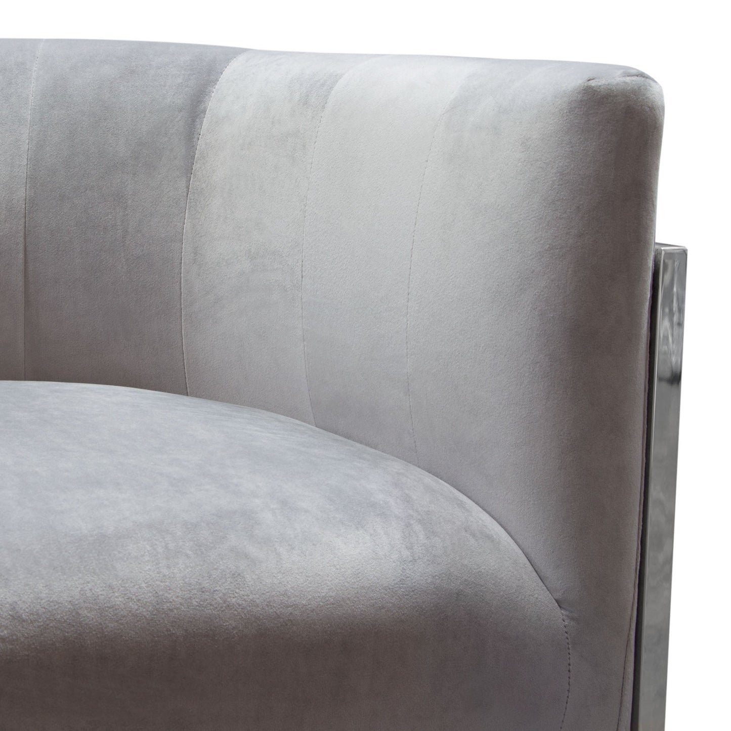 Pandora Accent Chair in Grey Velvet with Polished Silver Stainless Steel Frame by Diamond Sofa