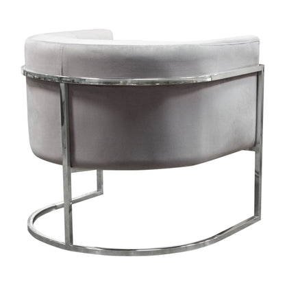 Pandora Accent Chair in Grey Velvet with Polished Silver Stainless Steel Frame by Diamond Sofa