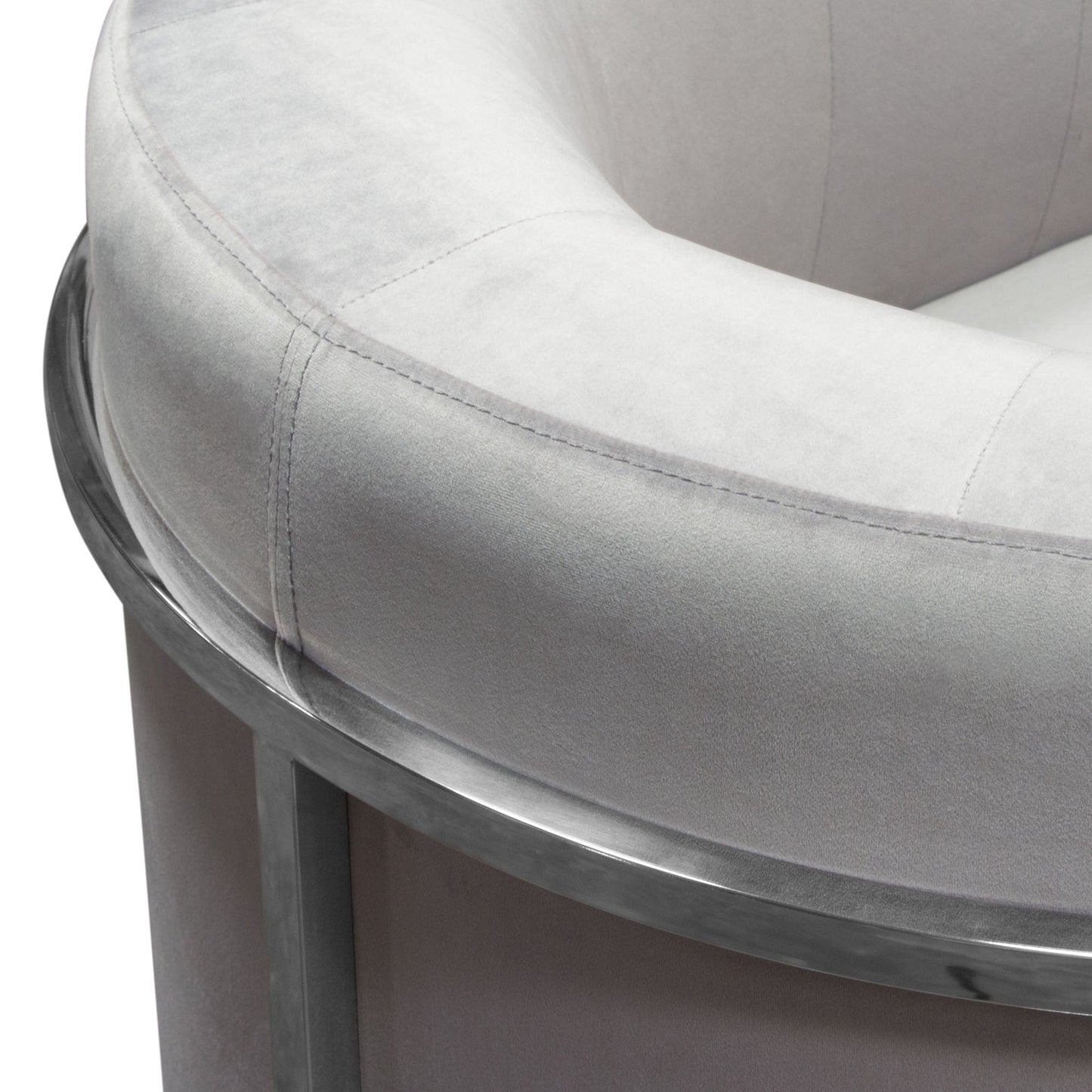 Pandora Accent Chair in Grey Velvet with Polished Silver Stainless Steel Frame by Diamond Sofa