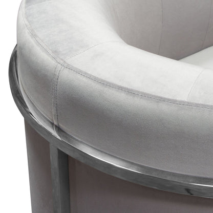 Pandora Accent Chair in Grey Velvet with Polished Silver Stainless Steel Frame by Diamond Sofa