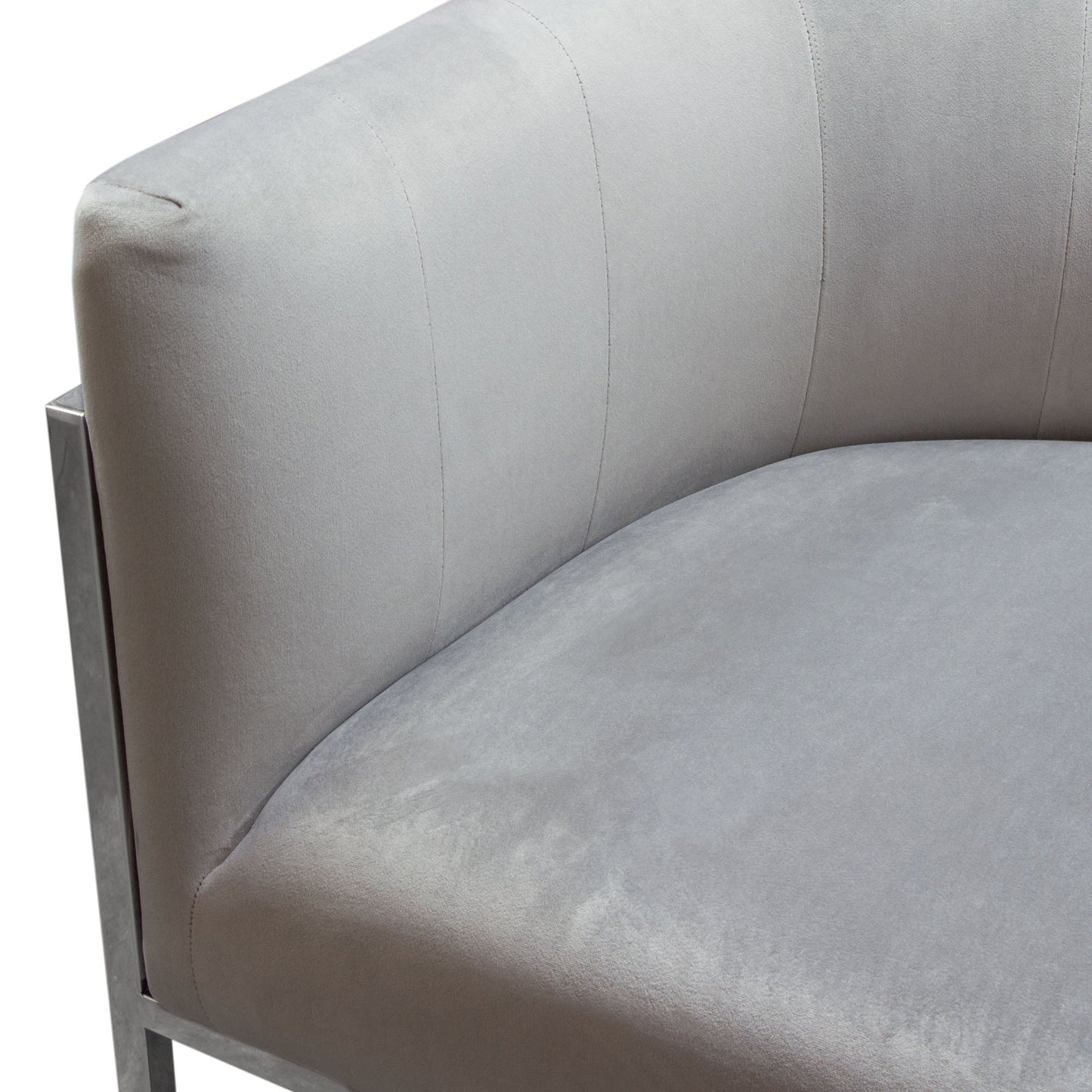 Pandora Accent Chair in Grey Velvet with Polished Silver Stainless Steel Frame by Diamond Sofa
