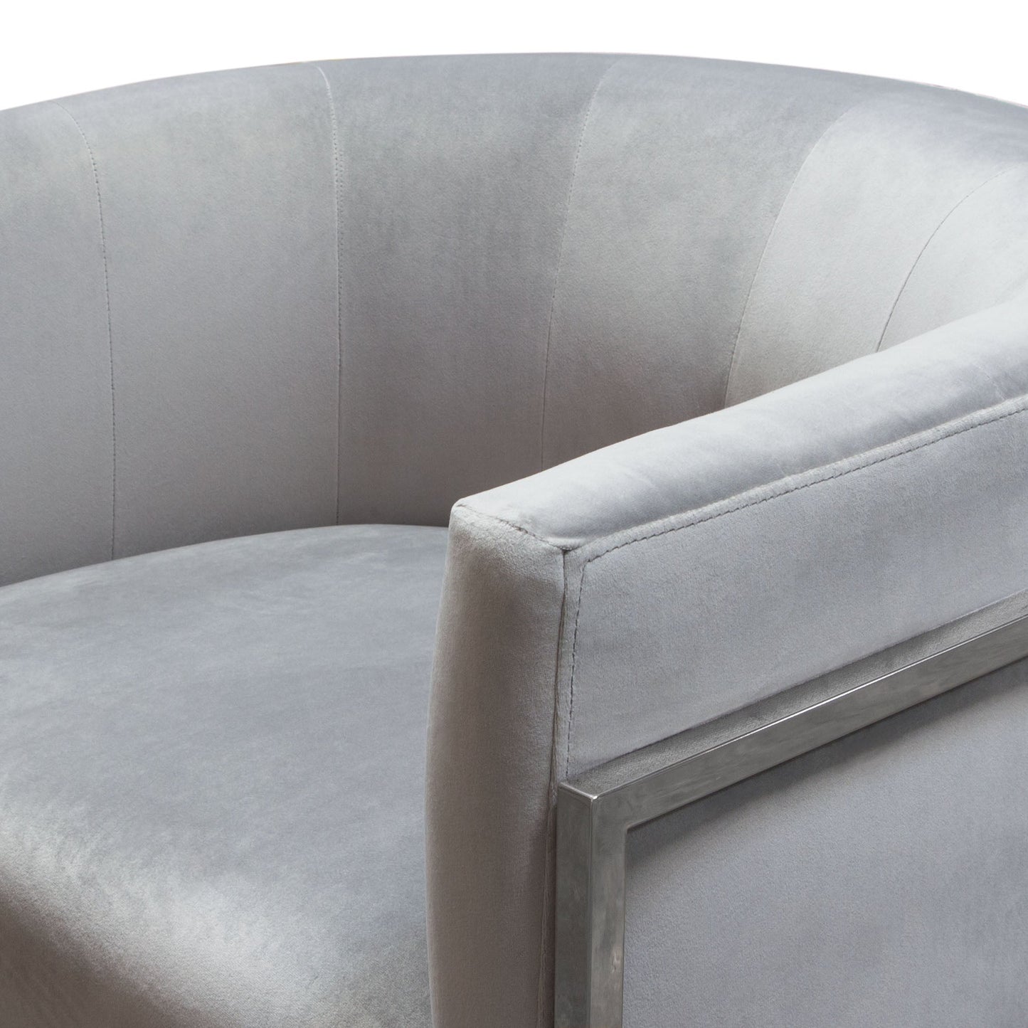 Pandora Accent Chair in Grey Velvet with Polished Silver Stainless Steel Frame by Diamond Sofa
