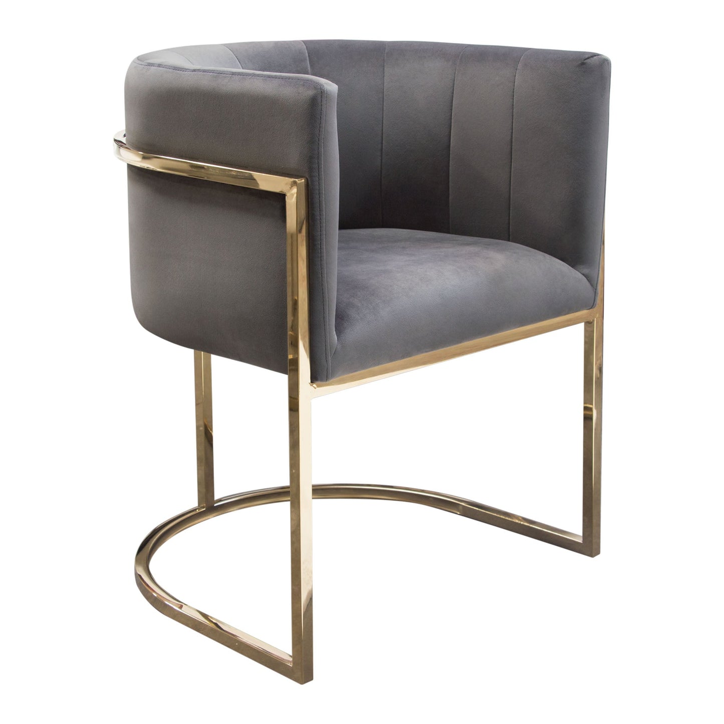 Pandora Dining Chair in Grey Velvet with Polished Gold Frame by Diamond Sofa