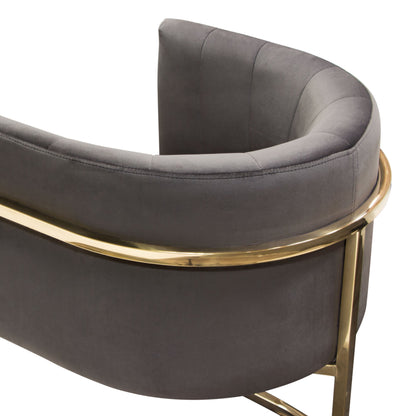 Pandora Dining Chair in Grey Velvet with Polished Gold Frame by Diamond Sofa