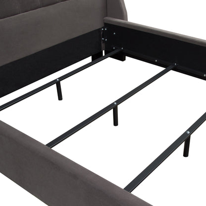 Park Avenue Queen Tufted Bed with Vintage Wing in Smoke Grey Velvet by Diamond Sofa