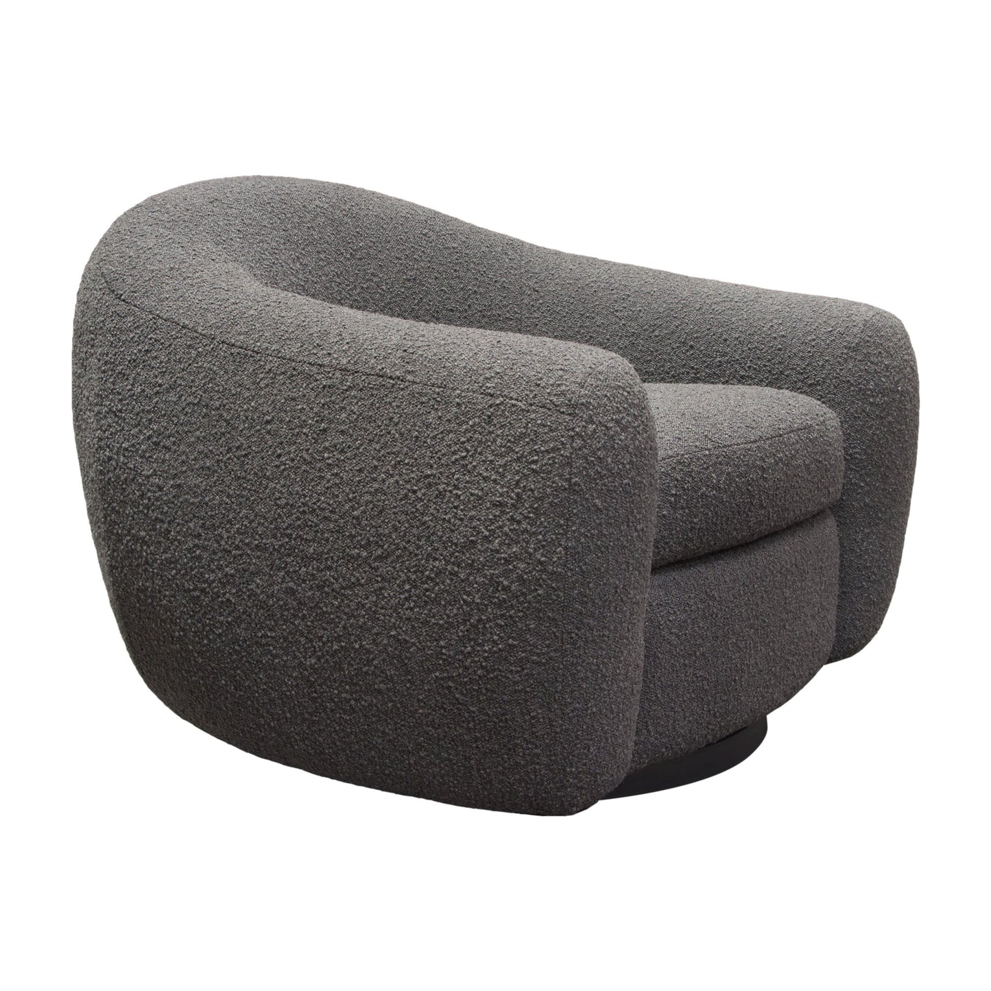 Pascal Swivel Chair in Charcoal Boucle Textured Fabric w/ Contoured Arms & Back by Diamond Sofa
