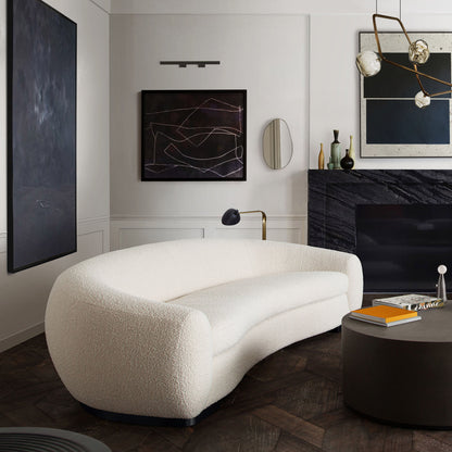 Pascal Sofa in Bone Boucle Textured Fabric w/ Contoured Arms & Back by Diamond Sofa