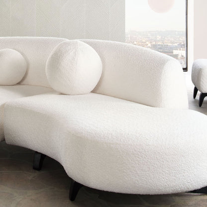 Single 14" Round Accent Pillow Ball in White Faux Shearling by Diamond Sofa