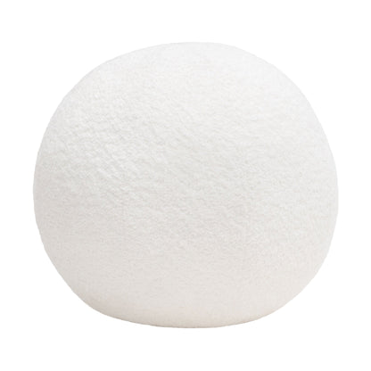 Single 14" Round Accent Pillow Ball in White Faux Shearling by Diamond Sofa