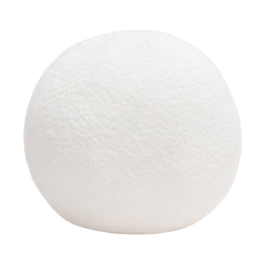 Single 14" Round Accent Pillow Ball in White Faux Shearling by Diamond Sofa