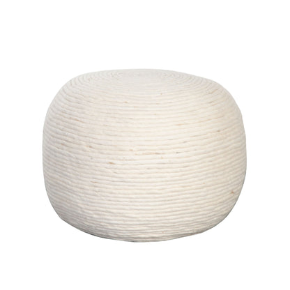 Round Pouf in White Dyed Natural Wool by Diamond Sofa