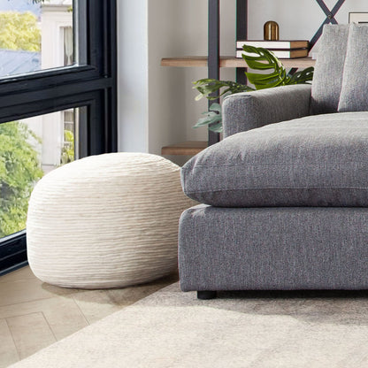 Round Pouf in White Dyed Natural Wool by Diamond Sofa