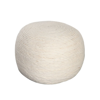 Round Pouf in White Dyed Natural Wool by Diamond Sofa