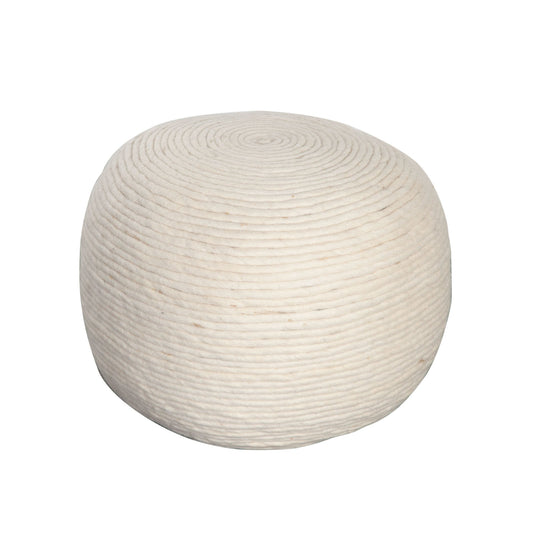 Round Pouf in White Dyed Natural Wool by Diamond Sofa