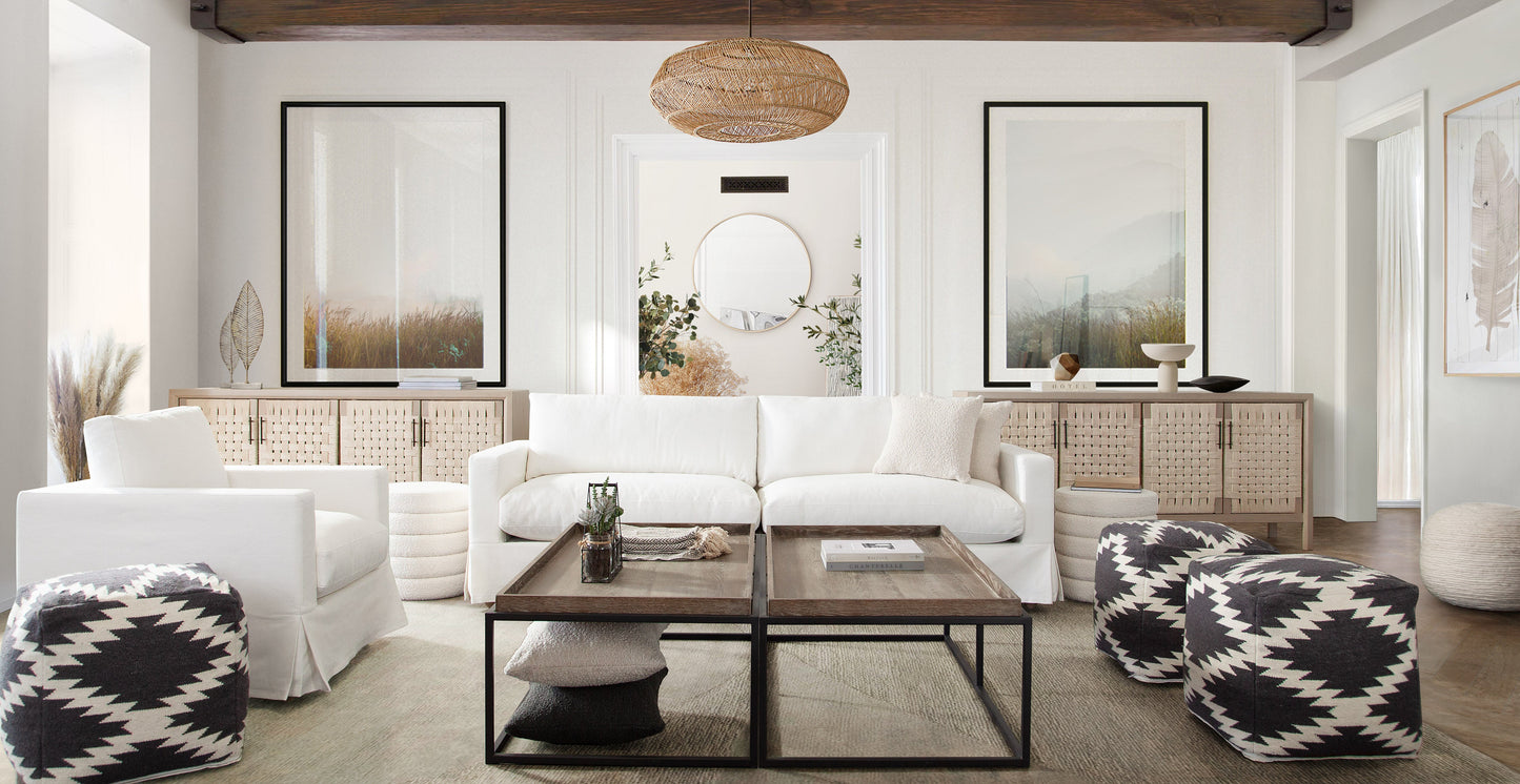 Square Pouf in White/Grey Pattern Wool by Diamond Sofa