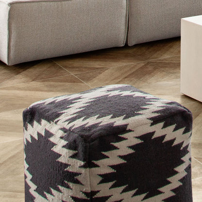 Square Pouf in White/Grey Pattern Wool by Diamond Sofa