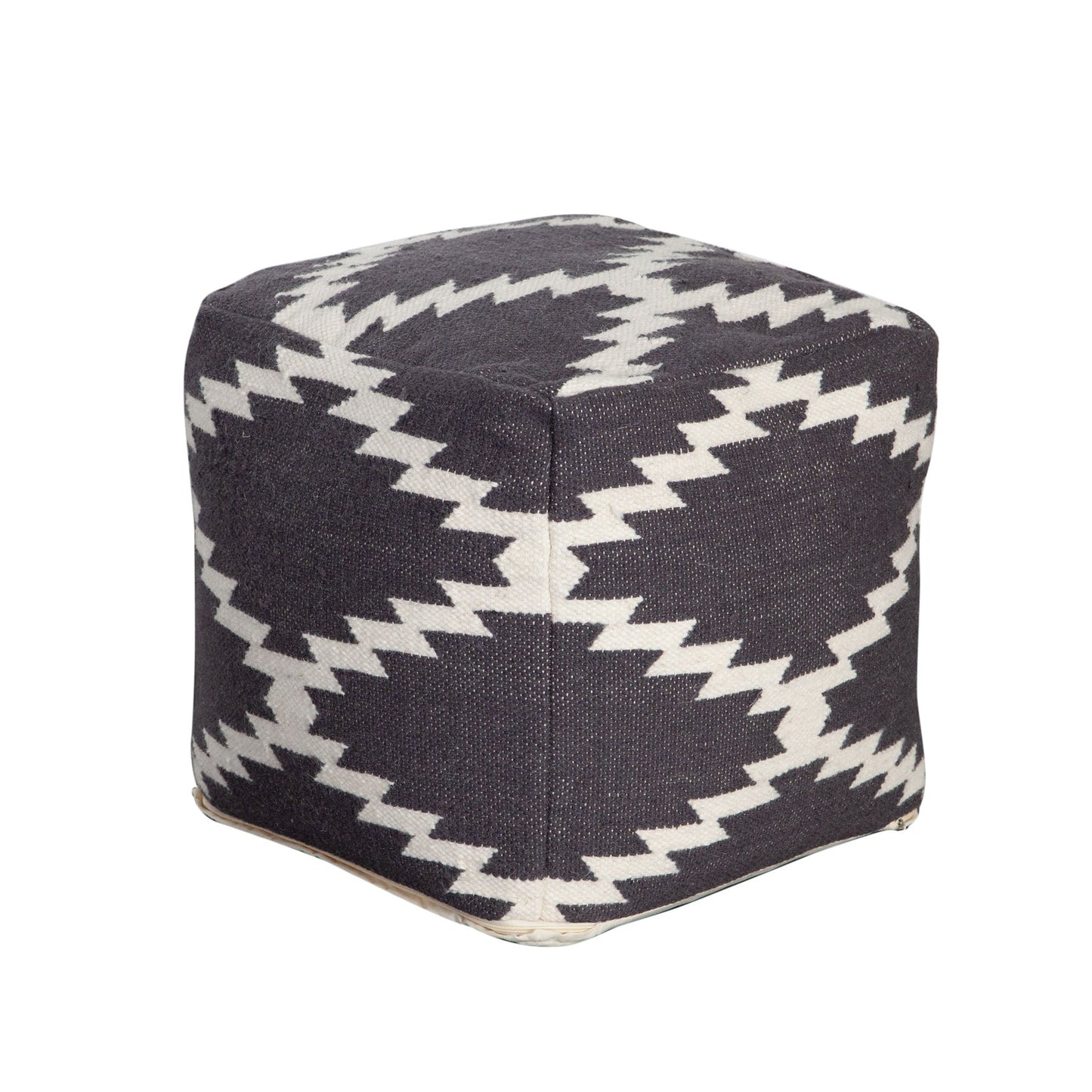 Square Pouf in White/Grey Pattern Wool by Diamond Sofa
