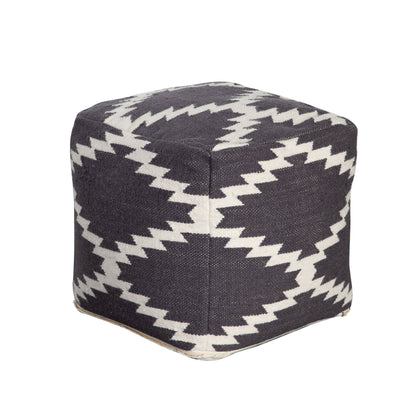 Square Pouf in White/Grey Pattern Wool by Diamond Sofa