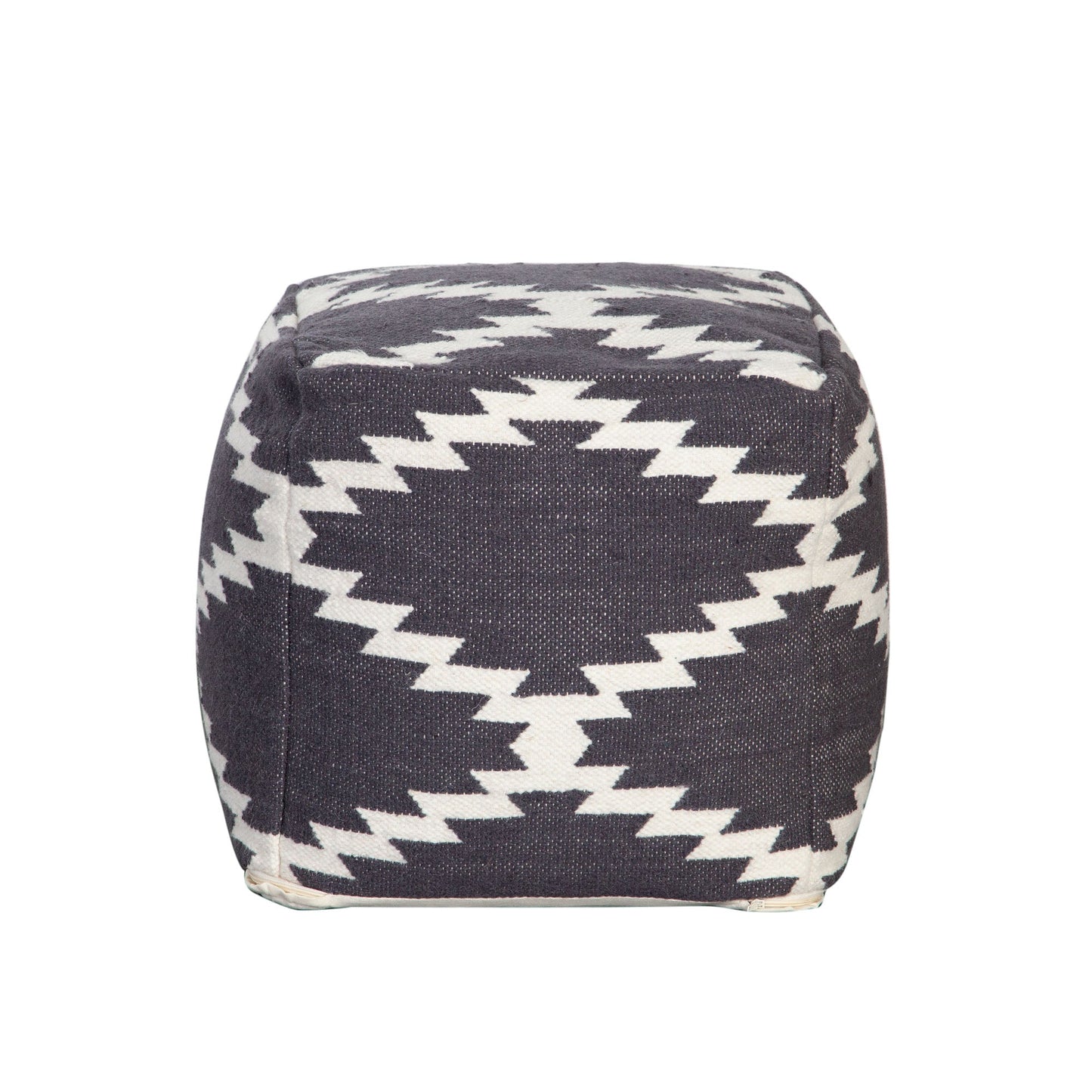 Square Pouf in White/Grey Pattern Wool by Diamond Sofa