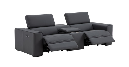 J&M Furniture Picasso Love Seat with Console in Blue Grey