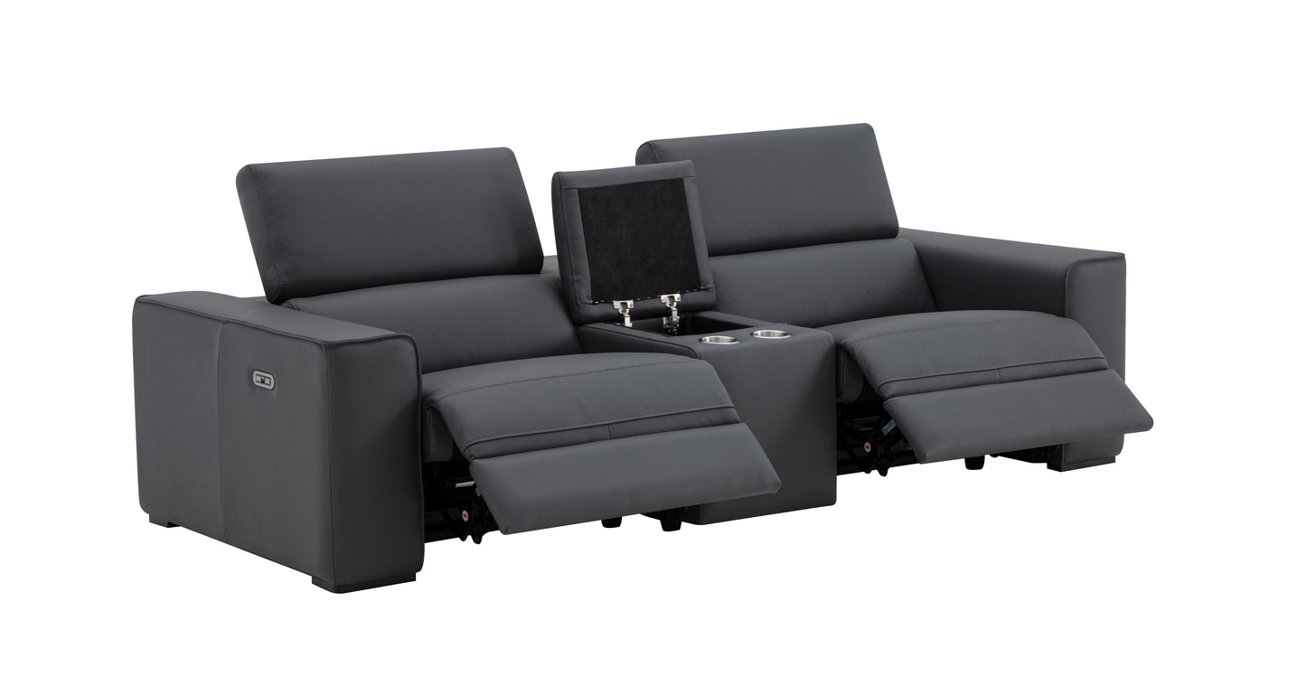 J&M Furniture Picasso Love Seat with Console in Blue Grey