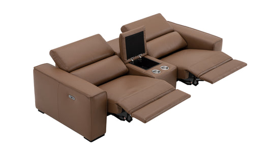 J&M Furniture Picasso Love Seat with Console in Caramel