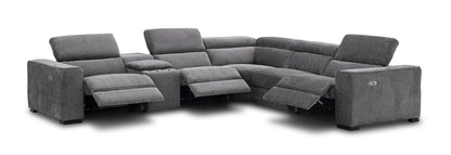 J&M Furniture Picasso Motion Fabric Sectional in Dark Grey