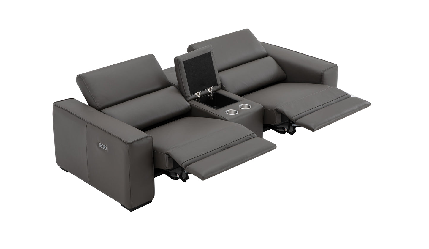 J&M Furniture Picasso Love Seat with Console in Silver Grey