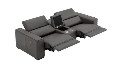 J&M Furniture Picasso Love Seat with Console in Silver Grey