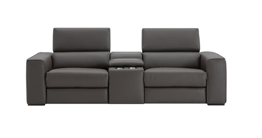 J&M Furniture Picasso Love Seat with Console in Silver Grey