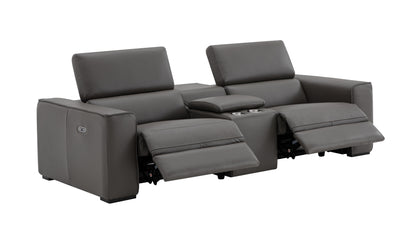 J&M Furniture Picasso Love Seat with Console in Silver Grey