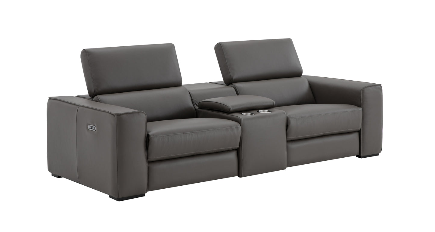 J&M Furniture Picasso Love Seat with Console in Silver Grey