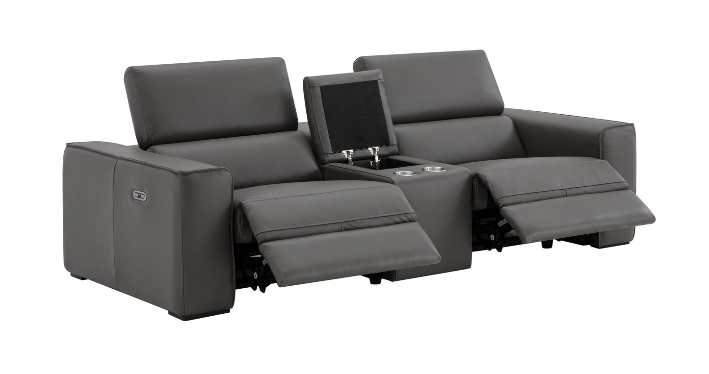 J&M Furniture Picasso Love Seat with Console in Silver Grey