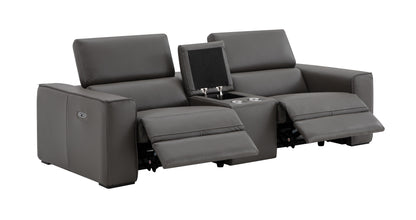 J&M Furniture Picasso Love Seat with Console in Silver Grey