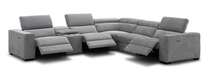 J&M Furniture Picasso Motion Fabric Sectional in Light Grey