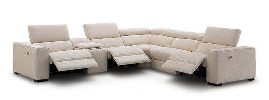 J&M Furniture Picasso Motion Fabric Sectional in Sand