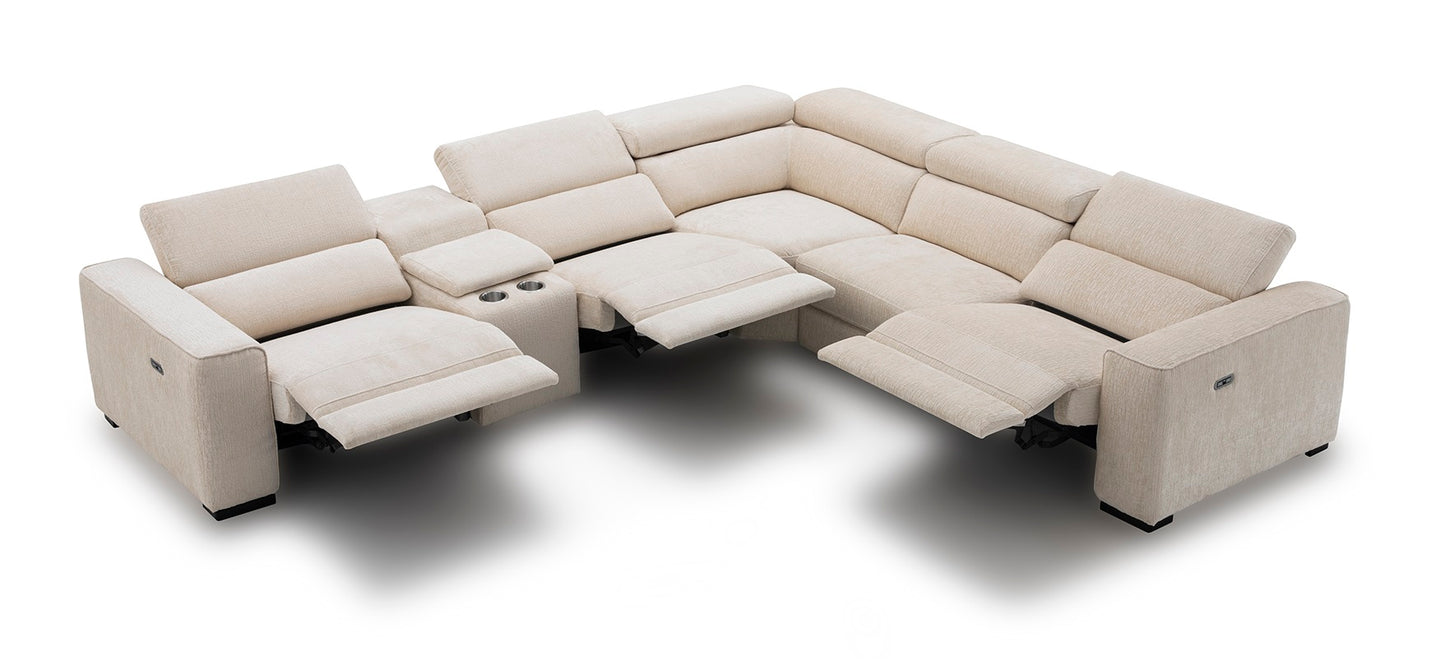 J&M Furniture Picasso Motion Fabric Sectional in Sand