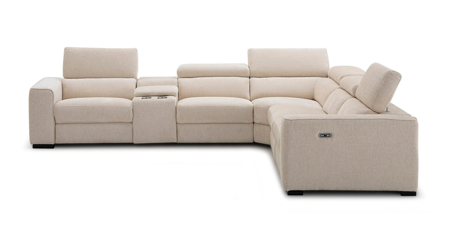 J&M Furniture Picasso Motion Fabric Sectional in Sand
