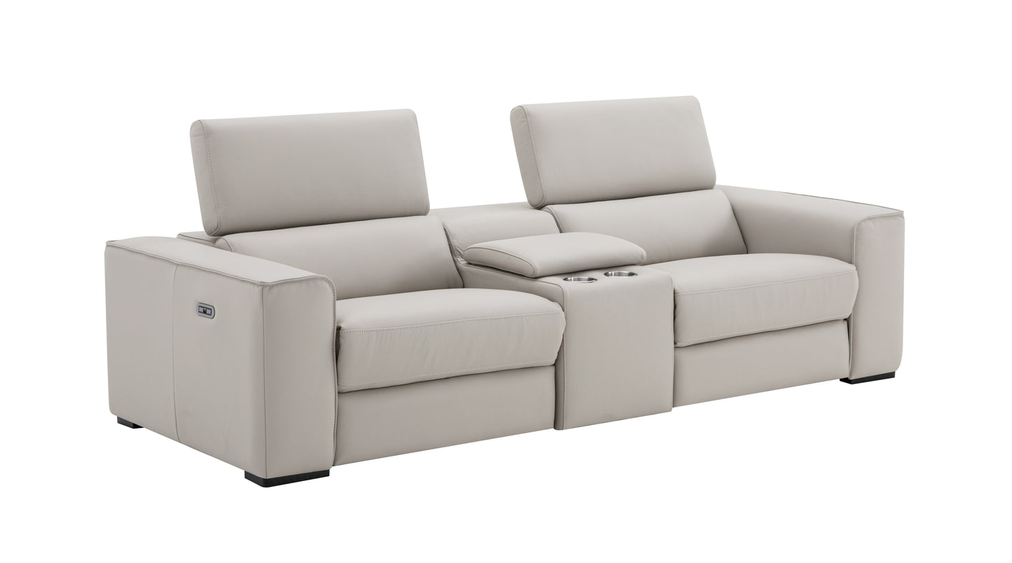 J&M Furniture Picasso Love Seat with Console in Silver Grey