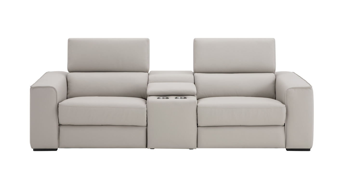 J&M Furniture Picasso Love Seat with Console in Silver Grey