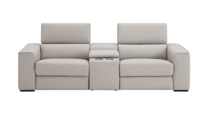 J&M Furniture Picasso Love Seat with Console in Silver Grey