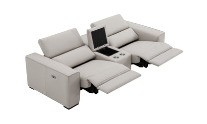 J&M Furniture Picasso Love Seat with Console in Silver Grey