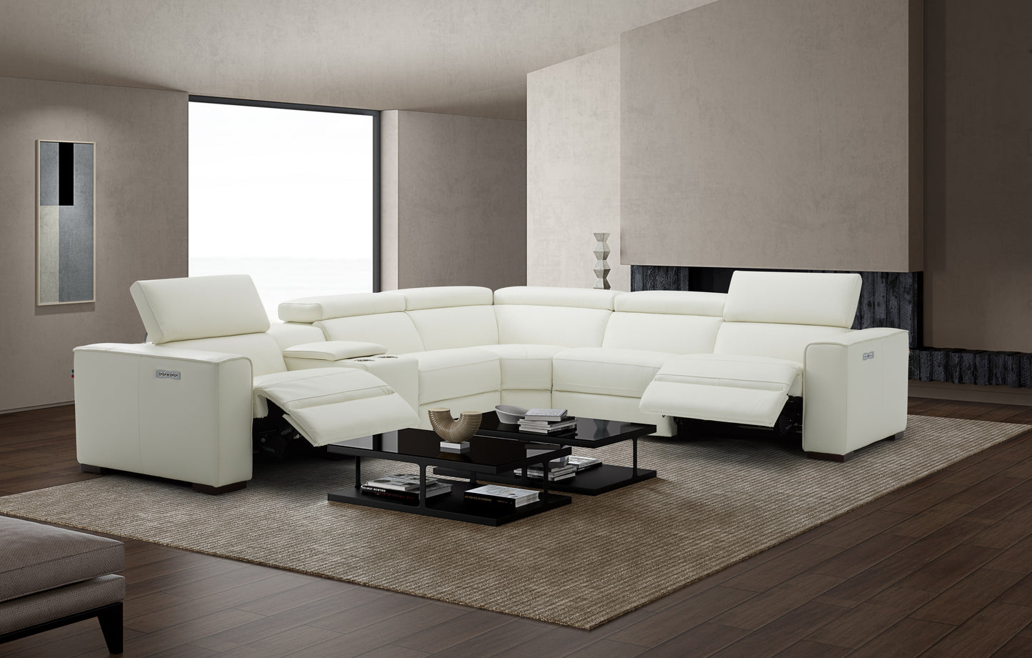 J&M Furniture Picasso Motion Sectional in White