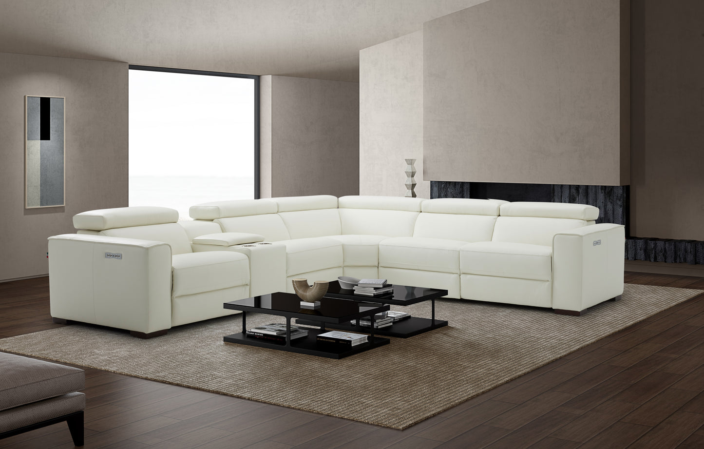 J&M Furniture Picasso Motion Sectional in White
