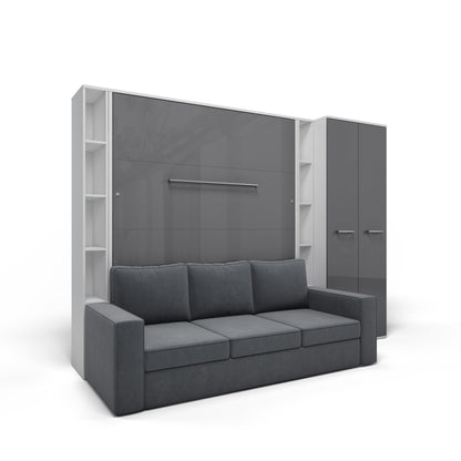 Maxima House Vertical Queen size Murphy Bed Invento with a Sofa, two Cabinets and Wardrobe